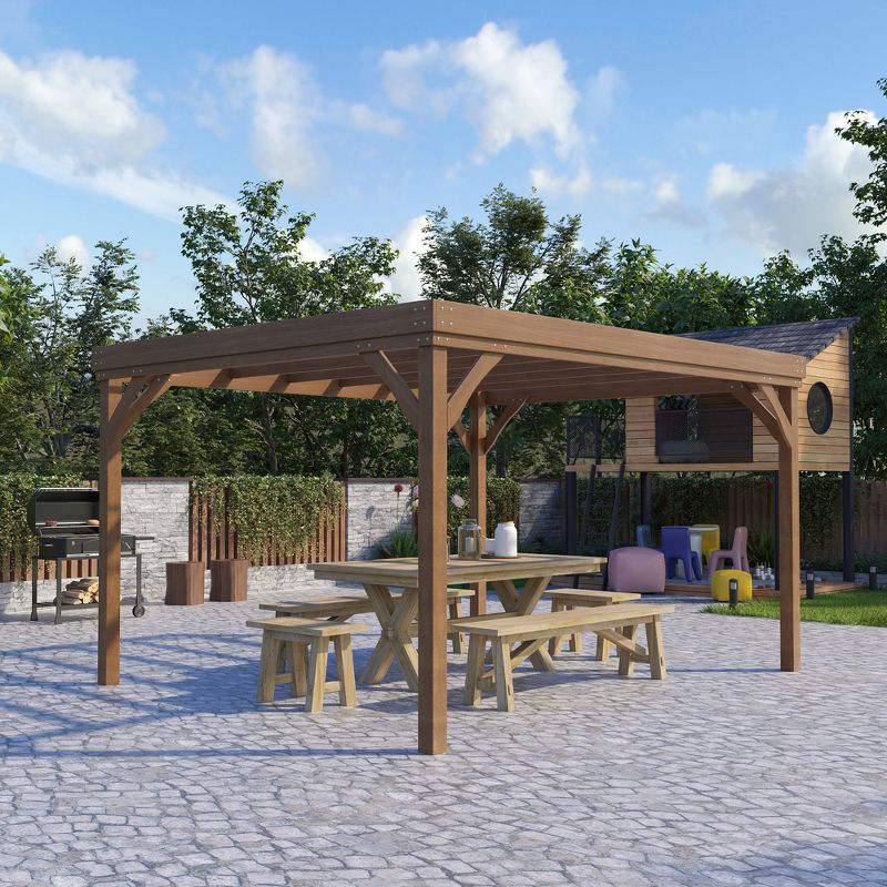 Outsunny Outdoor Wooden Pergola, Grape Vine Gazebo with Concrete Anchors for Garden, Patio, Backyard, Deck, 2 of 7