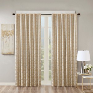 ChicFurnit Curtain Panel Jacquard Lined Total Blackout for Sunlight Blocking and Privacy, Gold, 108"*50"*0.13" - 1 of 4