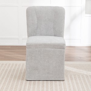 Kumasinova Modern Linen Dining Chairs Set of 2,Upholstered Armless Side Chairs with Padded Seat and Backrest,Chairs for Kitchen and Dining Room - 1 of 4