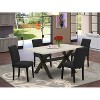 HomeStock 5-Pc Rectangle Natural Oak Finish Solid Wood Top Dining Table with 4 Upholstered Chairs - 2 of 4