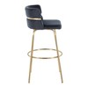 30" Glam/Art Deco Fixed-Height Barstool with Swivel, Velvet Seat, Metal Frame, and Round Footrest, Set of 2 - 3 of 4