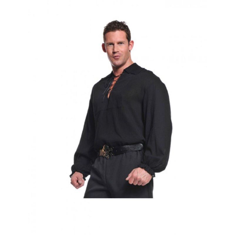 Pirate Adult Costume Black Shirt, 1 of 2