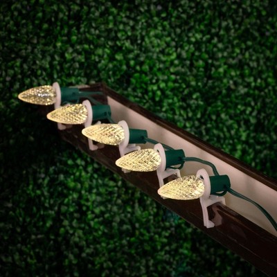 Warm White LED C9 Faceted Christmas String Lights, 25 Feet