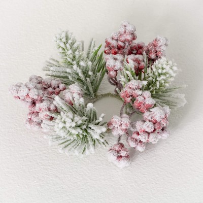 Sullivans Artificial Flocked Berry Mini Accent Wreath Multicolor 5"H