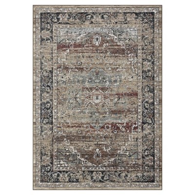 4 x 6 ft Polyester Imitation  Dark Brown Rectangular Hallway Bathroom Entryway Kitchen Office Foldable Flower Printed  Washable Area R