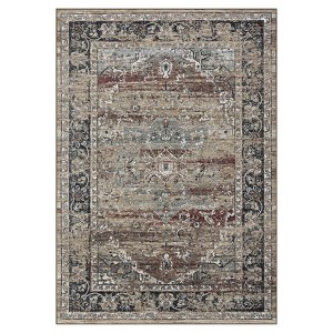 4 x 6 ft Polyester Imitation  Dark Brown Rectangular Hallway Bathroom Entryway Kitchen Office Foldable Flower Printed  Washable Area R - 1 of 4