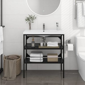 vidaXL Bathroom Washbasin Frame Black 31.1 in. x 15 in. x 32.7 in. Iron - 1 of 4