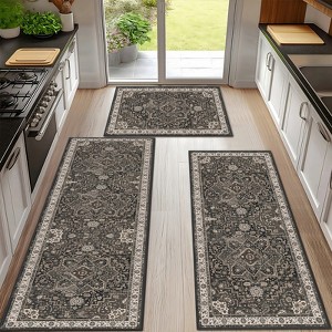SEVOBAL Kitchen Rug 3pcs Washable Boho Kitchen Rugs Non Slip Kitchen Area Rug Carpets for Laundry Indoor Entryway Hallway, Green, 20"*60"*0.5" - 1 of 4