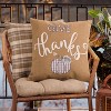 18.5"x18.5" Indoor Thanksgiving Give Thanks Square Throw Pillow - Pillow Perfect: Appliqued & Embroidered, Rustic Jute - 4 of 4