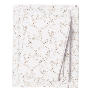 100% Cotton Winter Floral Printed Flannel Sheet Set - Great Bay Home - 1 of 4
