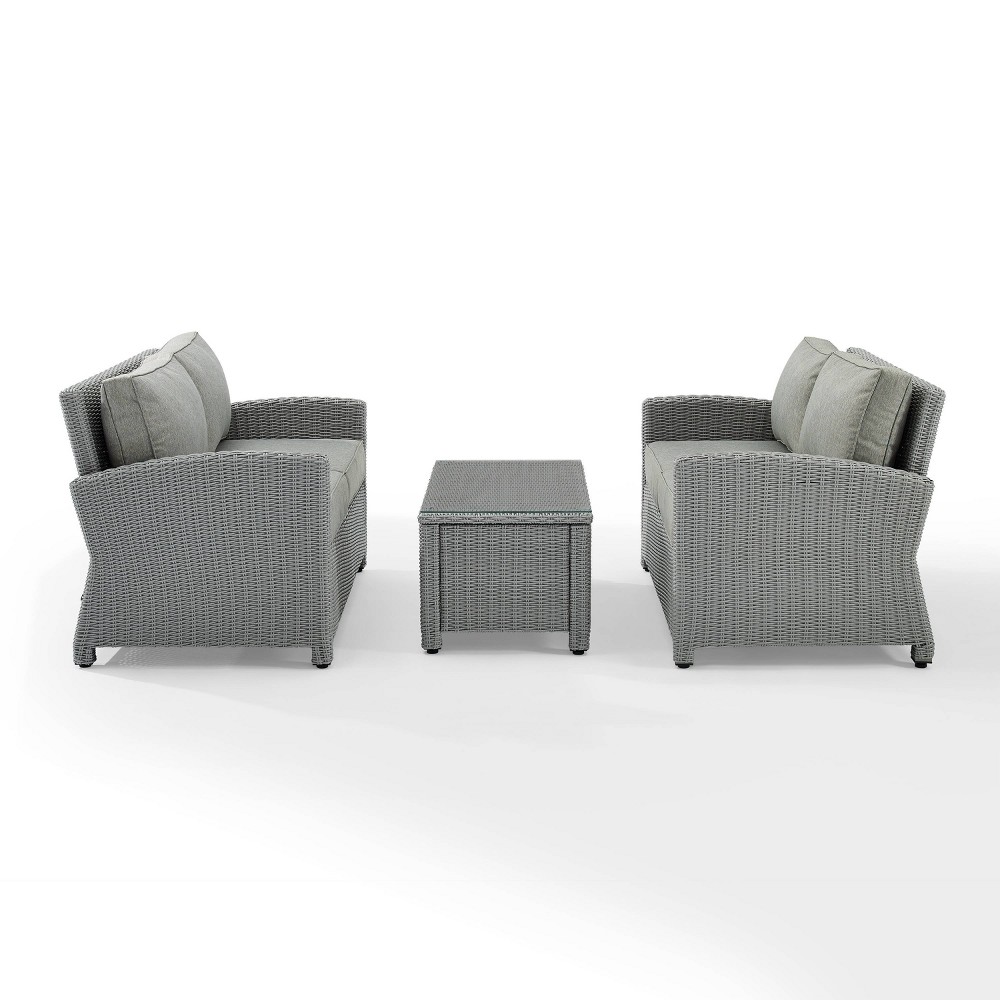 Photos - Garden Furniture Crosley Bradenton 3pc Outdoor Wicker Seating Set - Gray  