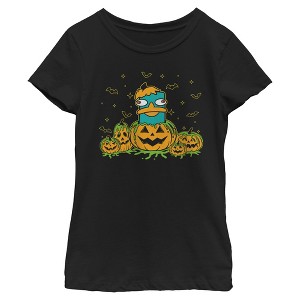 Girls Phineas and Ferb Perry the Platypus Pumpkin Green Goo T Shirt - 1 of 4