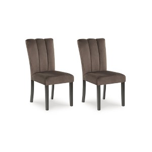 Signature Design by Ashley Zendalia Dining Chairs | Elegant Channel-Stitched Velvet Side Chairs | Set of 2, Mocha Brown - 1 of 4