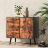 Costway Mid-Century Rustic Storage Cabinet Multipurpose Wood Shelf Organizer with 3 Drawers - 2 of 4