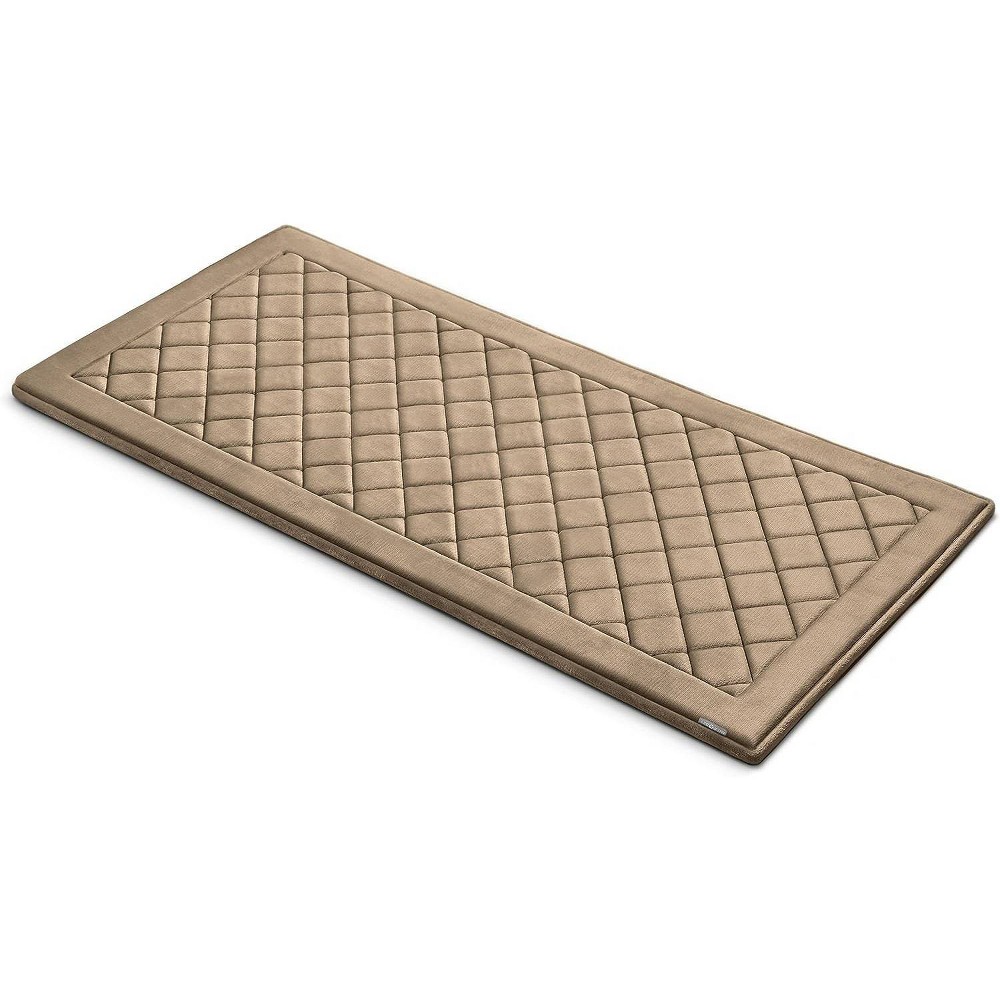 Photos - Bath Mat 24"x58" MICRODRY SoftLux Diamond Embroidered Memory Foam Bath Rug/Runner with Skid Resistant Base Linen: Plush Polyester, Ma