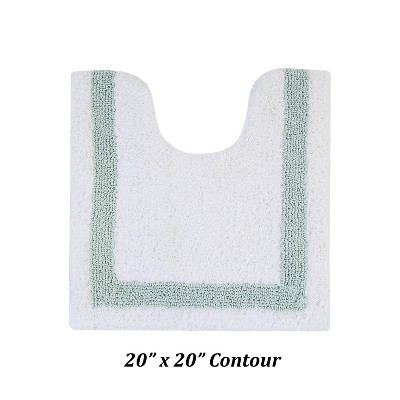 White and Blue Cotton Tufted Reversible Bath Rug Set