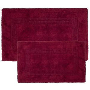 Hastings Home Soft, Absorbent, Reversible Cotton Bathroom Mats - 2-Pcs, Burgundy - 1 of 4