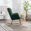 Indoor Rocking Chair Wingback Arm Chair Tufted Upholstered Teddy Fabric Nursery Room Rocking Chair With Solid Wood Base-Maison Boucle - 3 of 4