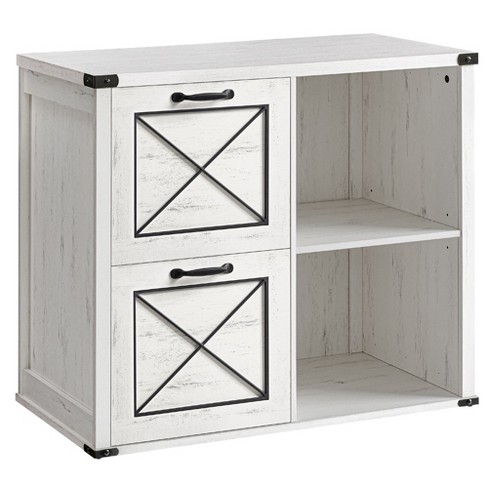 VASAGLE Lateral File Cabinet, Filing Cabinet with 2 Drawers, Printer Stand,  2 Open Compartments, Rustic White