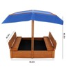 VYNXARIA Wood Sandbox with Cover, Sand Box with 2 Bench Seats for Aged 3-8 Years Old, Sand Boxes for Backyard Garden(Natural Wood) - 2 of 4