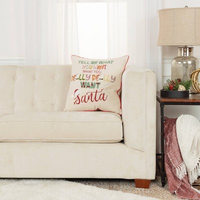 20"x20" Embroidered Holiday Cotton Square Throw Pillow