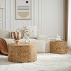 2-Piece Round Coffee Table with Nesting Tables, Modern Accent Tables Set with Storage and Burl Wood Veneer for Living Room - Koiai - 3 of 4