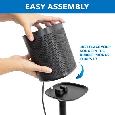 Matte Black Aluminum and Steel Speaker Floor Stand with Cable Management