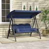 Outsunny 3-Seat Outdoor Patio Swing with Adjustable Tilt Canopy, Cushions, Pillow, Steel Frame, Side Tray, Cup Holder - 3 of 4