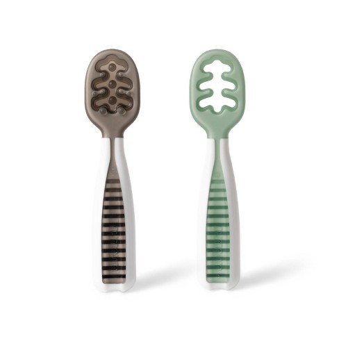 NumNum Pre-Spoon GOOtensil Silicone Spoon (2 Pack) - Gray & Green