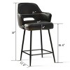 Set of 2 Edwin 25.5" Contemporary Armrest Upholstered Faux Leather With Matte Black Metal Legs Counter Height Barstools-Maison Boucle - 4 of 4