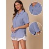 INSPIRE CHIC Women's Stand Collar Short Sleeve Button Down Shirts - 2 of 4