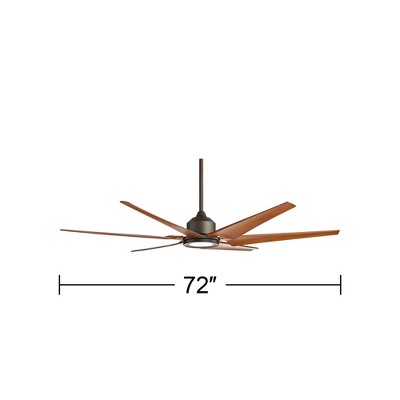 72" Oil Rubbed Bronze and Wood Ceiling Fan with LED Light and Remote