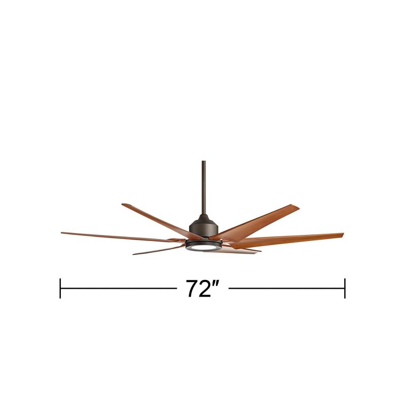 72" Casa Vieja Power Hawk Modern Indoor Outdoor Ceiling Fan with Dimmable LED Light Remote Oil Rubbed Bronze Painted Wood Damp Rated for Patio House, 4 of 10