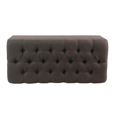 Charcoal Gray Tufted Storage Ottoman Bench with Hinged Lid
