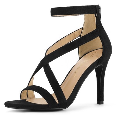 Allegra K Women's Zipper Ankle Strap Stiletto Sandals : Target