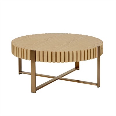 OUTSUPPLY Coffee Table, Modern Round Pedestal Table for Living Room & Bedroom