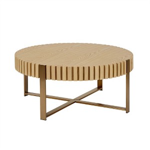 OUTSUPPLY Coffee Table, Modern Round Pedestal Table for Living Room & Bedroom - 1 of 4
