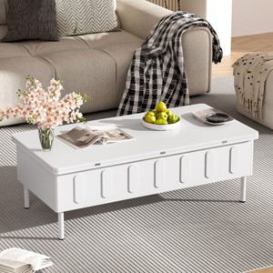 43.3" Lift-Top Coffee Table with Hidden Storage, 2 Drawers and Foldable Top for Dining or Work Use - Panipeachy - 1 of 4