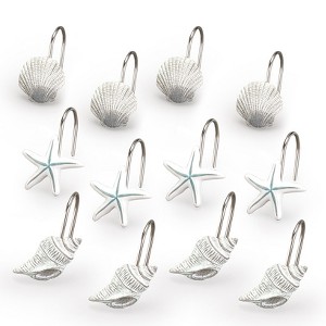 The Lakeside Collection Ocean Reef Bathroom Collection - Set of 12 Shower Hooks - 1 of 2