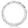 Pompeii3 1ct Diamond & Aquamarine Eternity Ring Common Prong 14k White Gold Stackable - 2 of 4