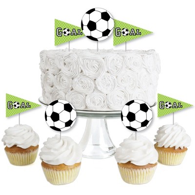 Big Dot of Happiness GOAAAL! - Soccer - Dessert Cupcake Toppers - Baby Shower or Birthday Party Clear Treat Picks - Set of 24