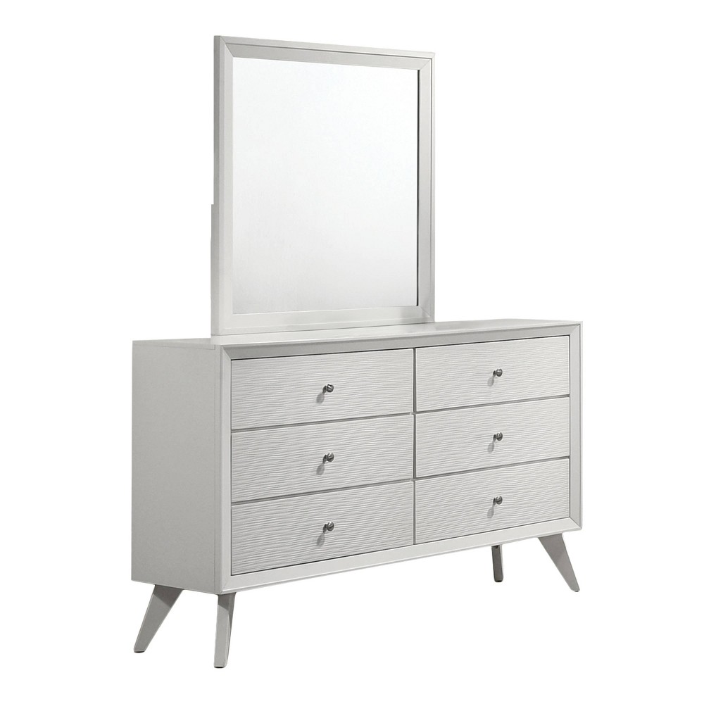 Photos - Dresser / Chests of Drawers miBasics 2pc Sunflare Modern 6 Drawer Dresser and Mirror Set White