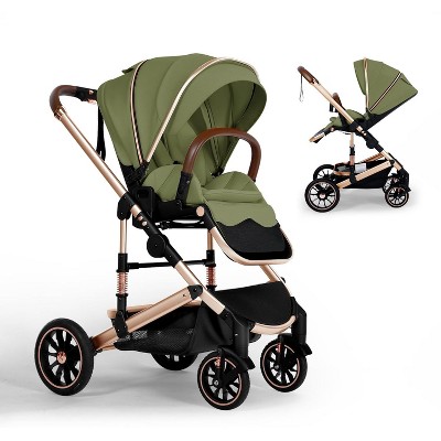 Kinder King Roc 1 Reversible Folding Baby Stroller, High Landscape, Adjustable Canopy, Anti-Shock, 5-Point Harness, Cup Holder