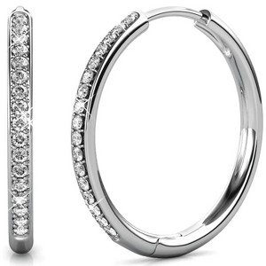 18k Gold Plated 25mm Hoop Earrings with Crystals for Women - 1 of 4