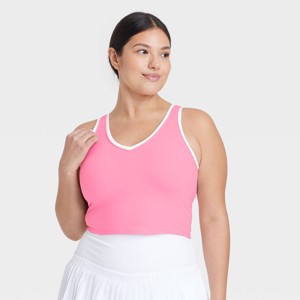 Women's Everyday Soft Light Support Contrast V-Neck Cropped Sports Bra - All In Motion™ - 1 of 4