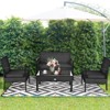 Tangkula Set Of 4 Wicker Patio Conversation Furniture Set Outdoor Rattan Chair and Table Set Patio Furniture Sets w/ Coffee Table & Washable Cushions - 2 of 4