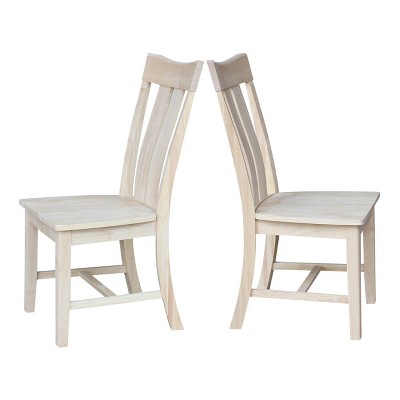 Ava White Wood High Slat Back Dining Chairs, Set of 2