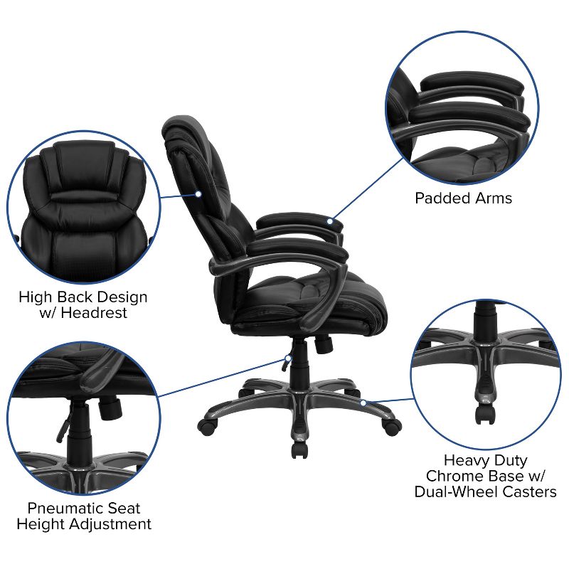 Emma and Oliver High Back Executive Swivel Ergonomic Office Chair with Accent Layered Seat/Back, 3 of 11