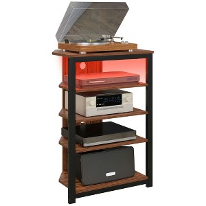 Resenkos Tv Stand, Entertainment Center With Storage Shelves And Steel Frame For Living Room, Black - 1 of 4