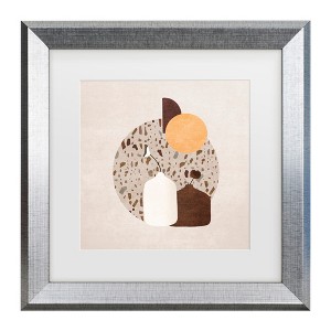 Trademark Fine Art - Emel Tunaboylu  Beyaz Ve Kahverengi Saksili Terazzo Matted Framed Art - 1 of 4